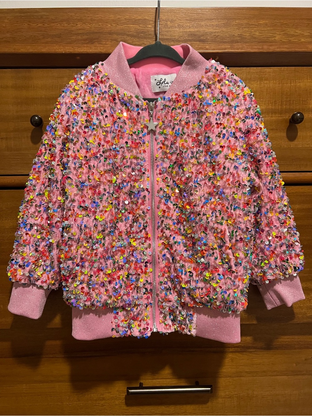 lola Pink Sequin Multicolor Bomber Jacket for Kids